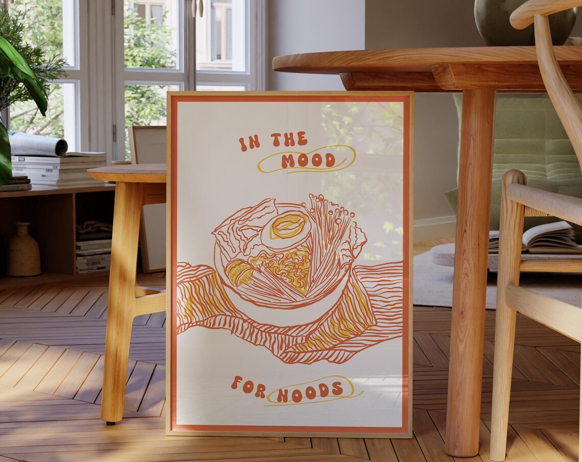 In the Mood for Noods Ramen Bowl Fun Foodie Kitchen Wall Poster