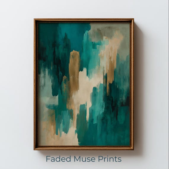 Abstract Emerald Teal Color Field Painting Modern Printable Wall Art Digital Download 3078