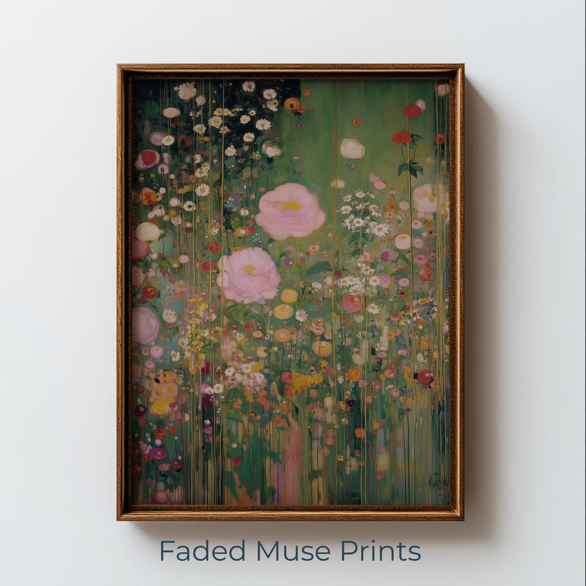 Wildflower Meadow With Pink Blooms Impressionistic Botanical Art Digital Download 1725