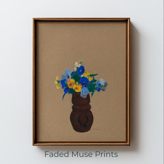 Vintage Pansy Bouquet Floral Still Life Kraft Paper Art Print
