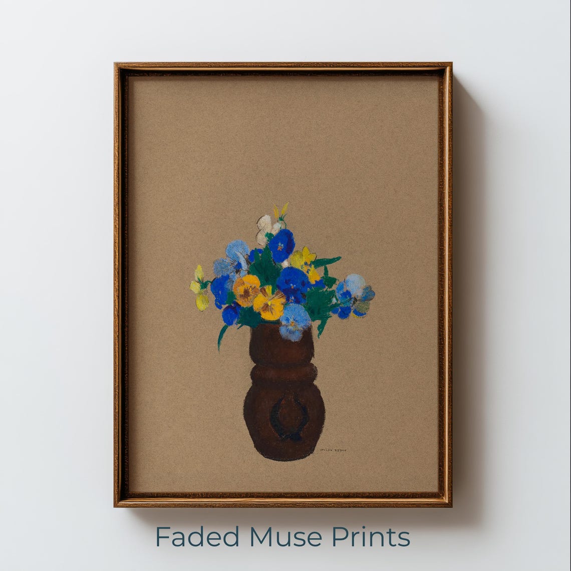 Vintage Pansy Bouquet Floral Still Life Kraft Paper Art Print