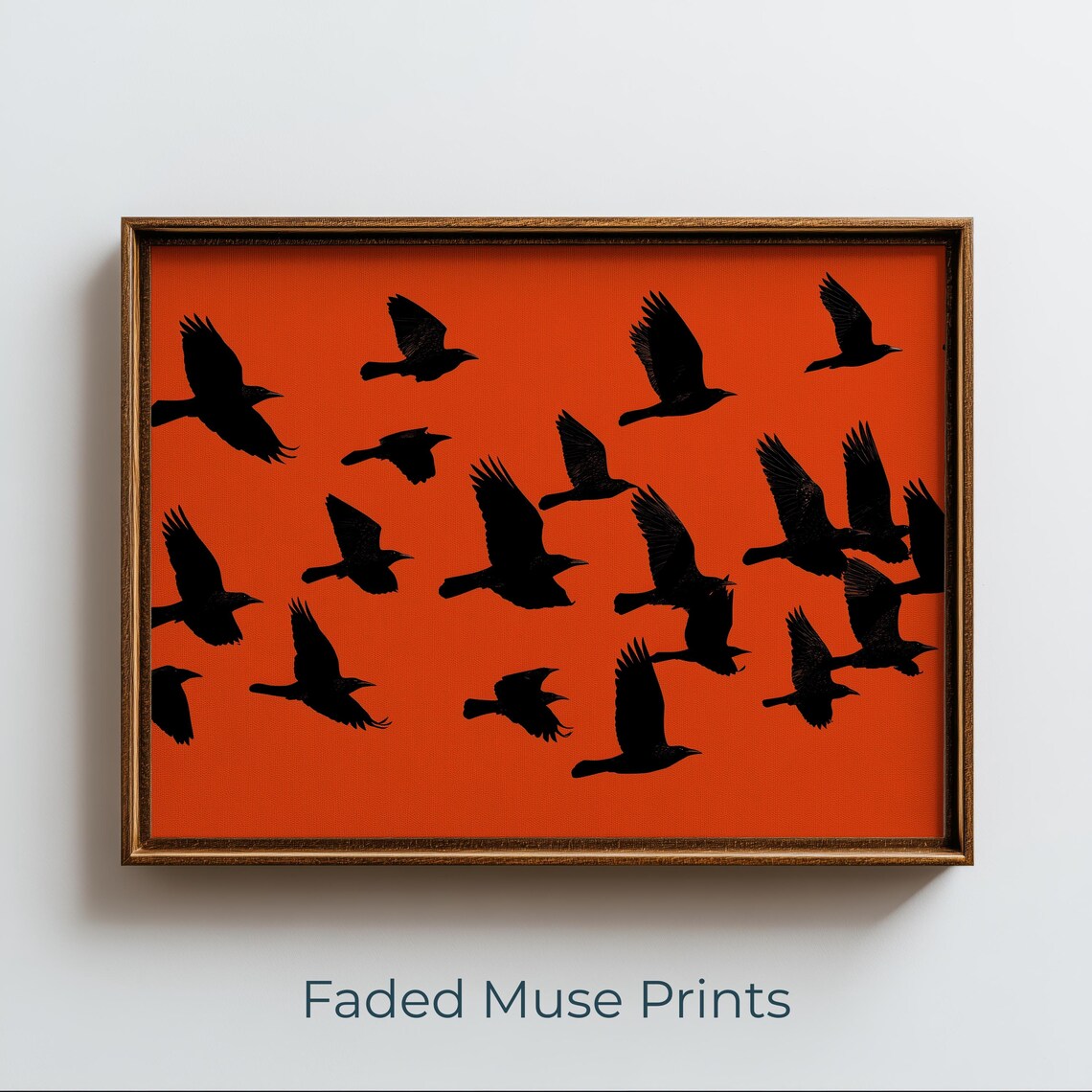 Flock Of Crows Silhouette Bold Halloween Art Print