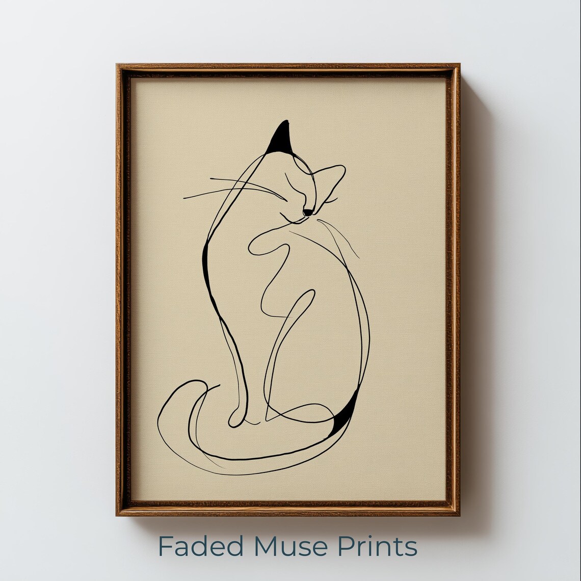 Minimalist Cat Line Drawing, Poster Print