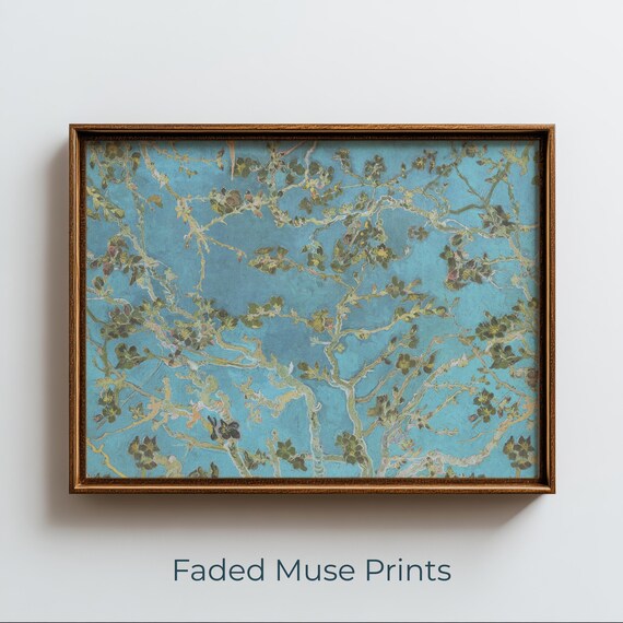 Van Gogh Almond Blossom Branches Turquoise Sky Vintage Painting Poster