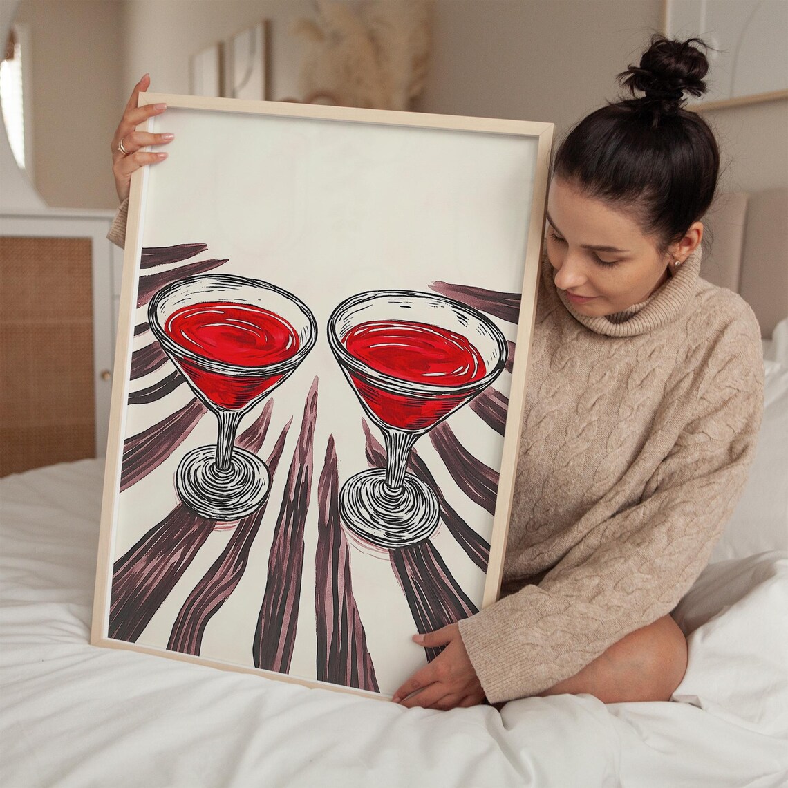 Modern Cocktail Glasses Abstract Pop Art Print - Image 2