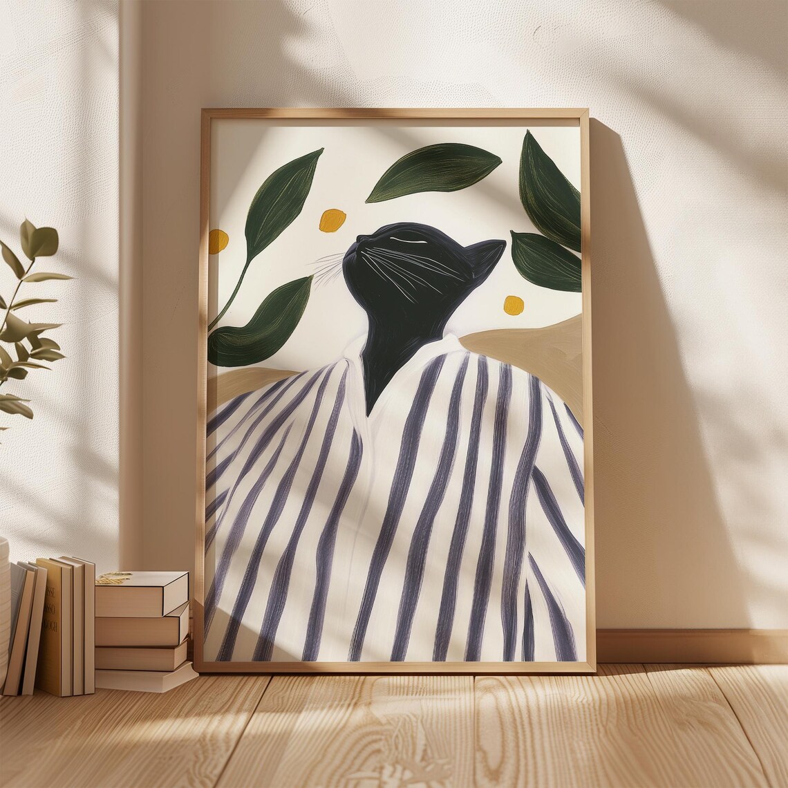 Black Cat Minimalist Feline Art Print - Image 5
