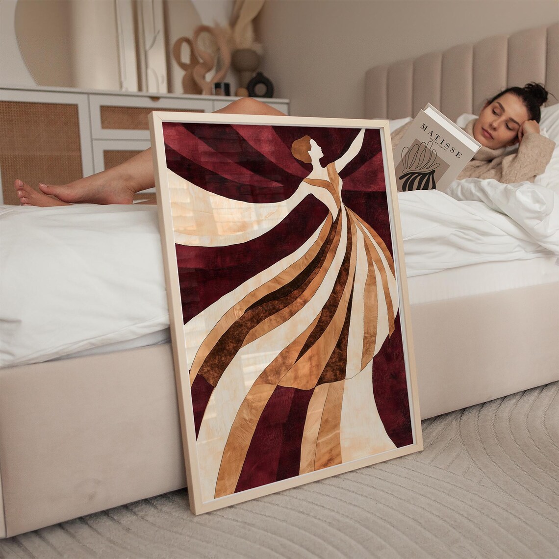 Dancing Woman In Flowing Dress, Abstract Art Print - Image 4