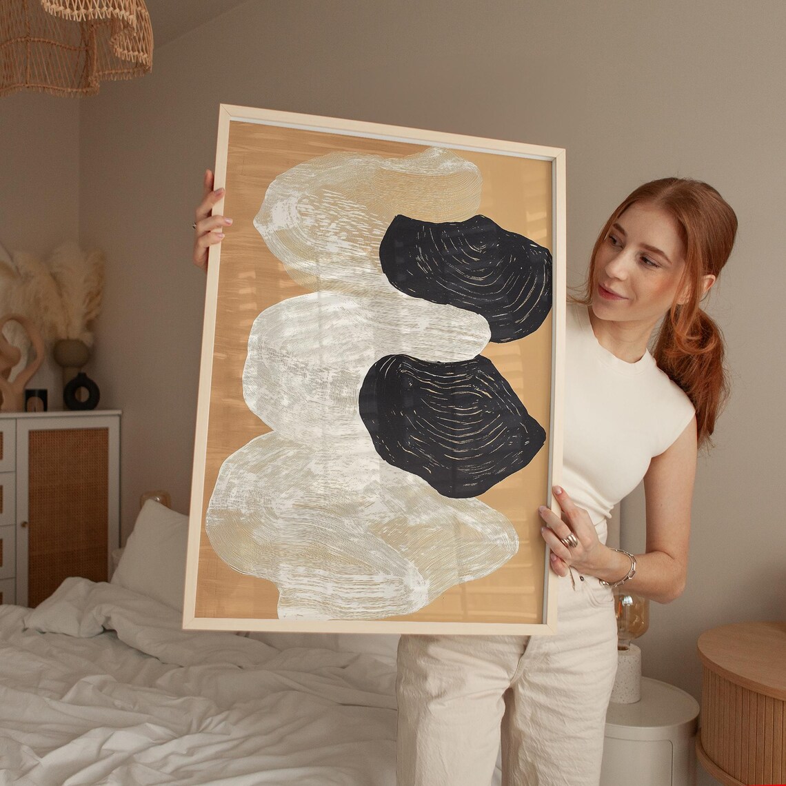 Modern Abstract Poster, Minimalist Organic Shape Art