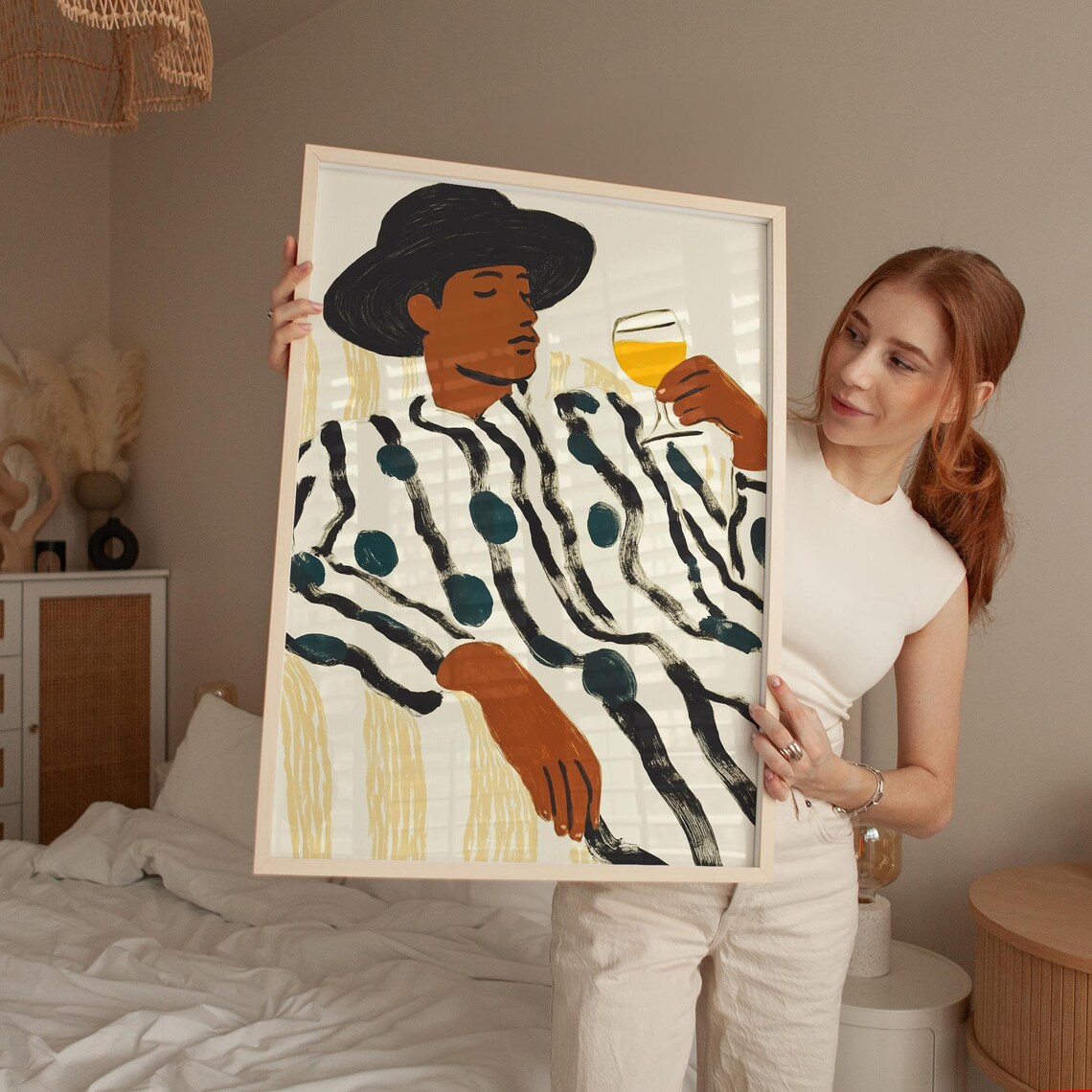 Relaxed Man With Hat, Modern Abstract Art - Image 5