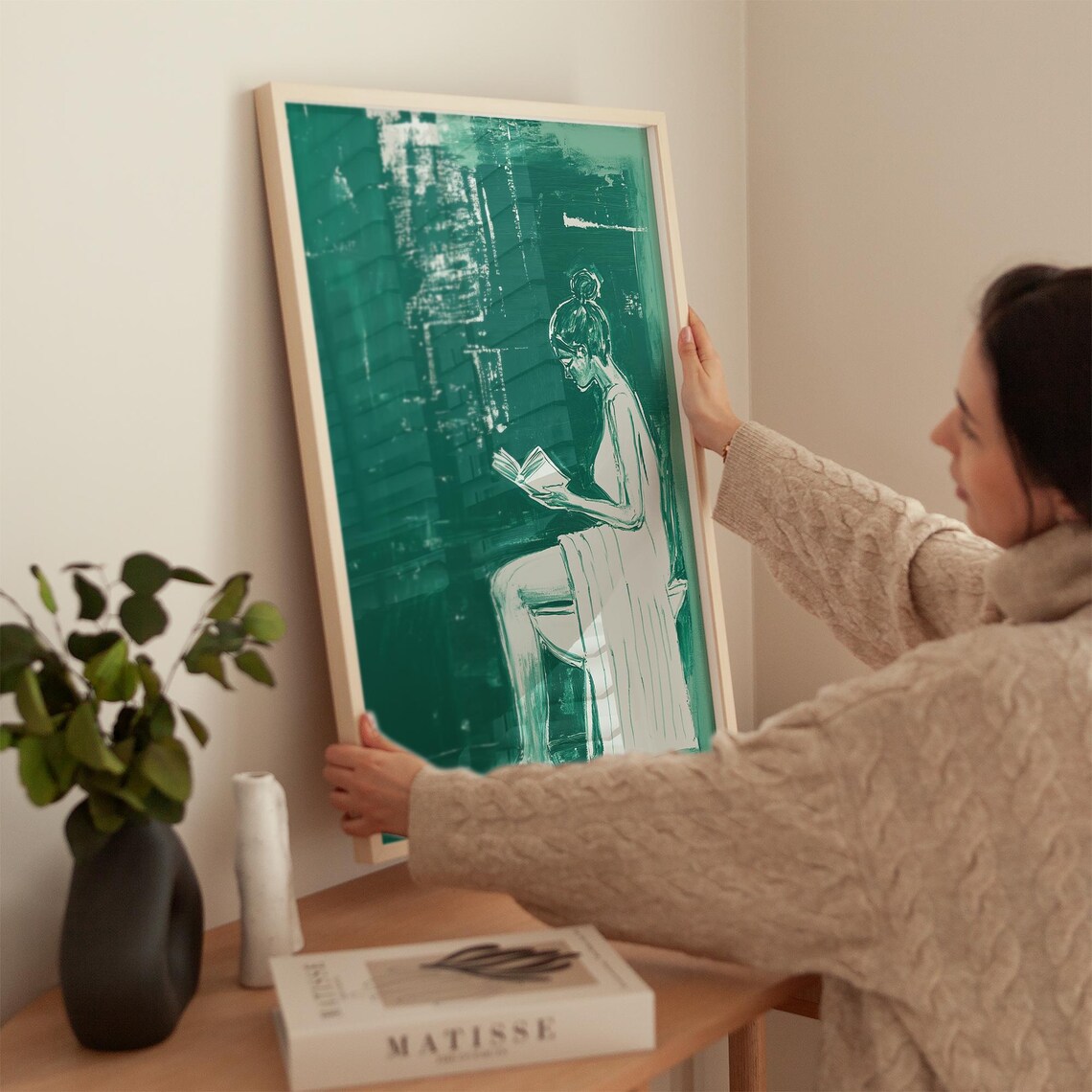 Woman Reading, Minimalist Bathroom Art Print - Image 2