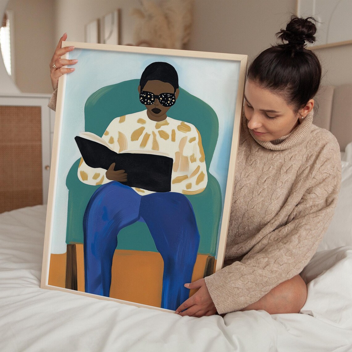 Modern Reader Wall Art, Minimalist Study Decor