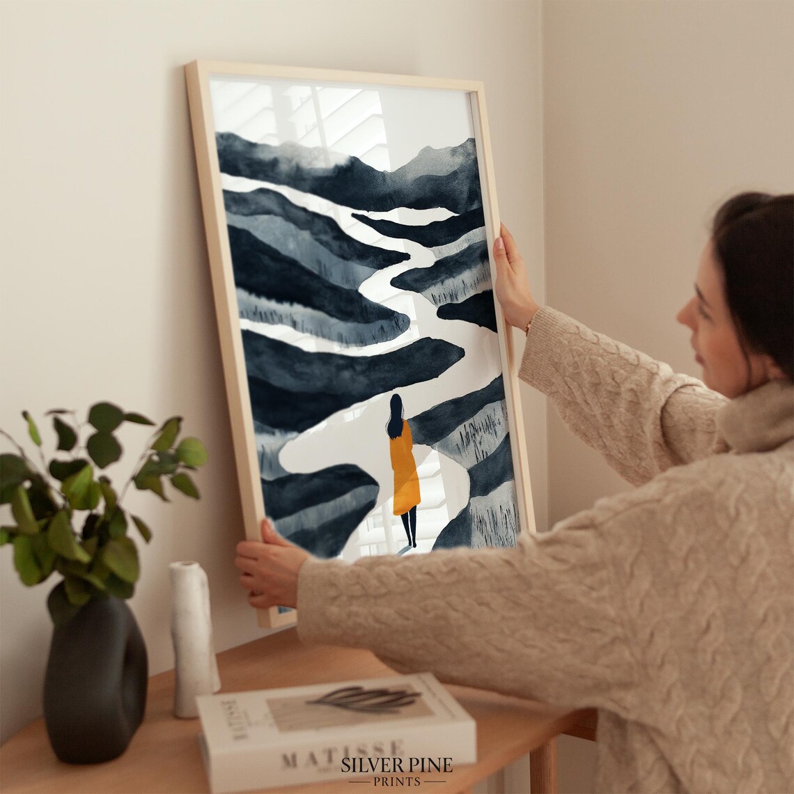 Minimalist Female Silhouette Line Art, Modern Abstract - Image 2