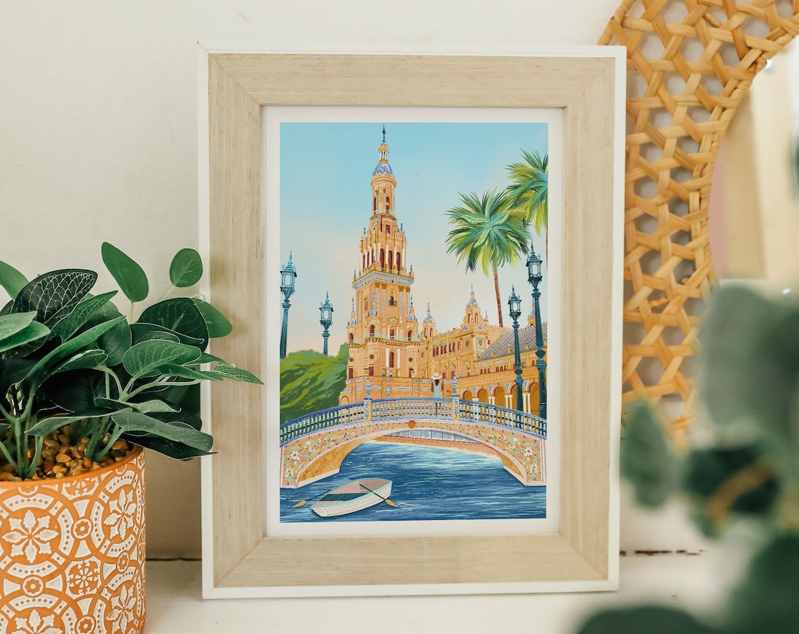 Seville Spain Travel Poster, Europe Wall Art