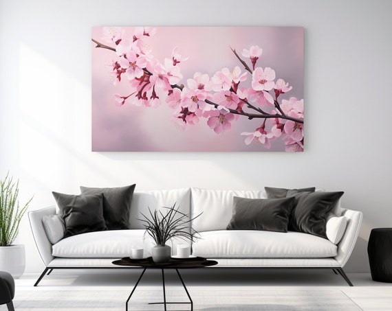 Cherry Blossom Nature Art Print, Pink Botanical Decor