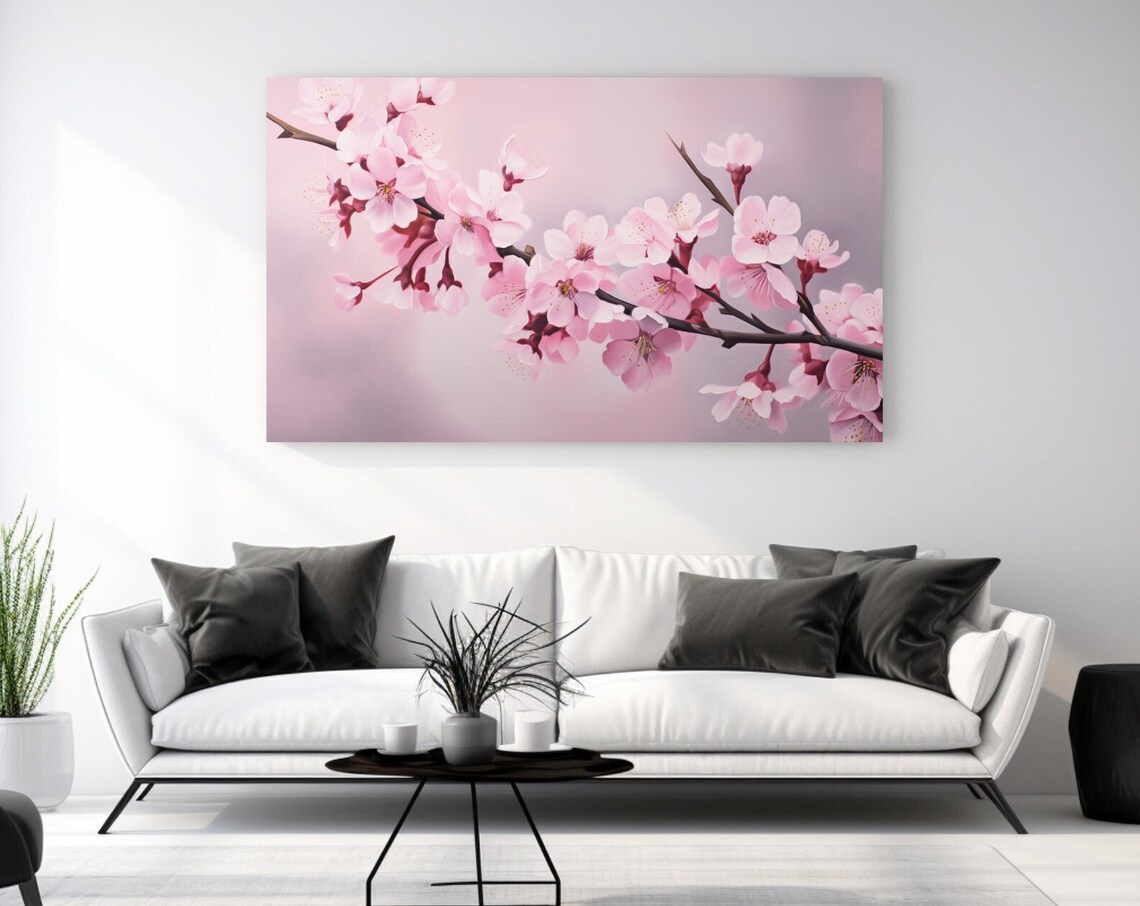 Cherry Blossom Nature Art Print, Pink Botanical Decor