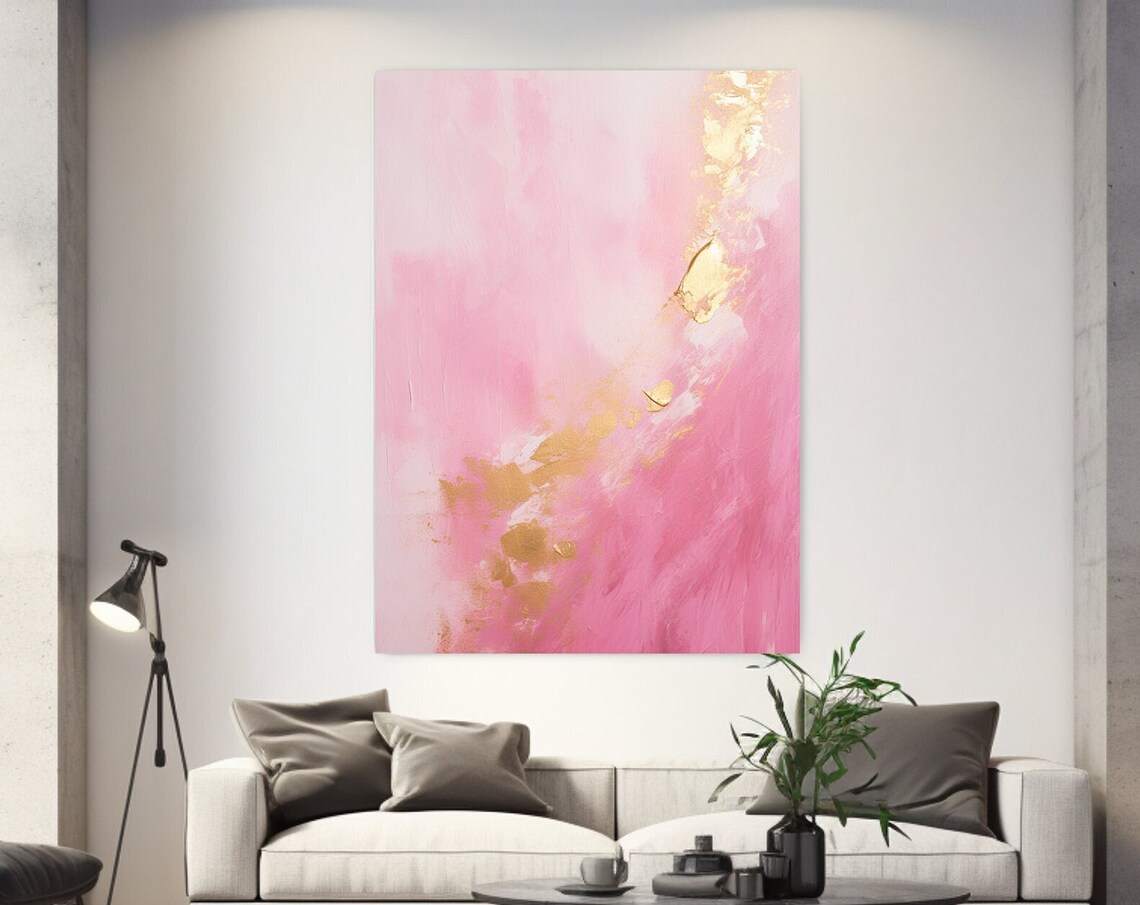 Pink Gold Monochrome Abstract Swirls Luxury Living Room Poster