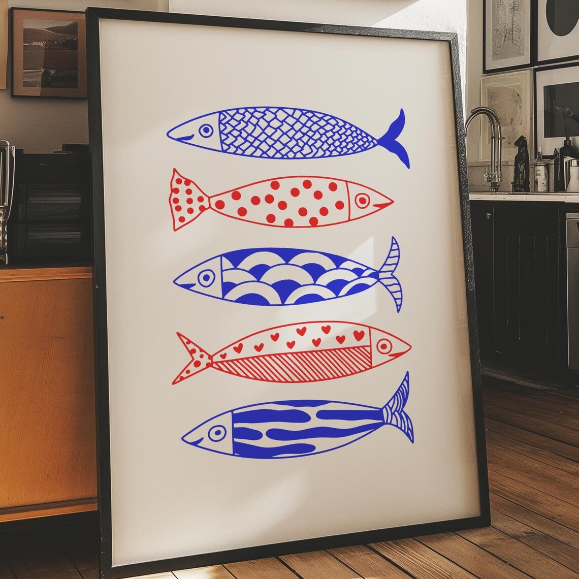 Sardines Kitchen Art Print, Retro Style Foodie Poster