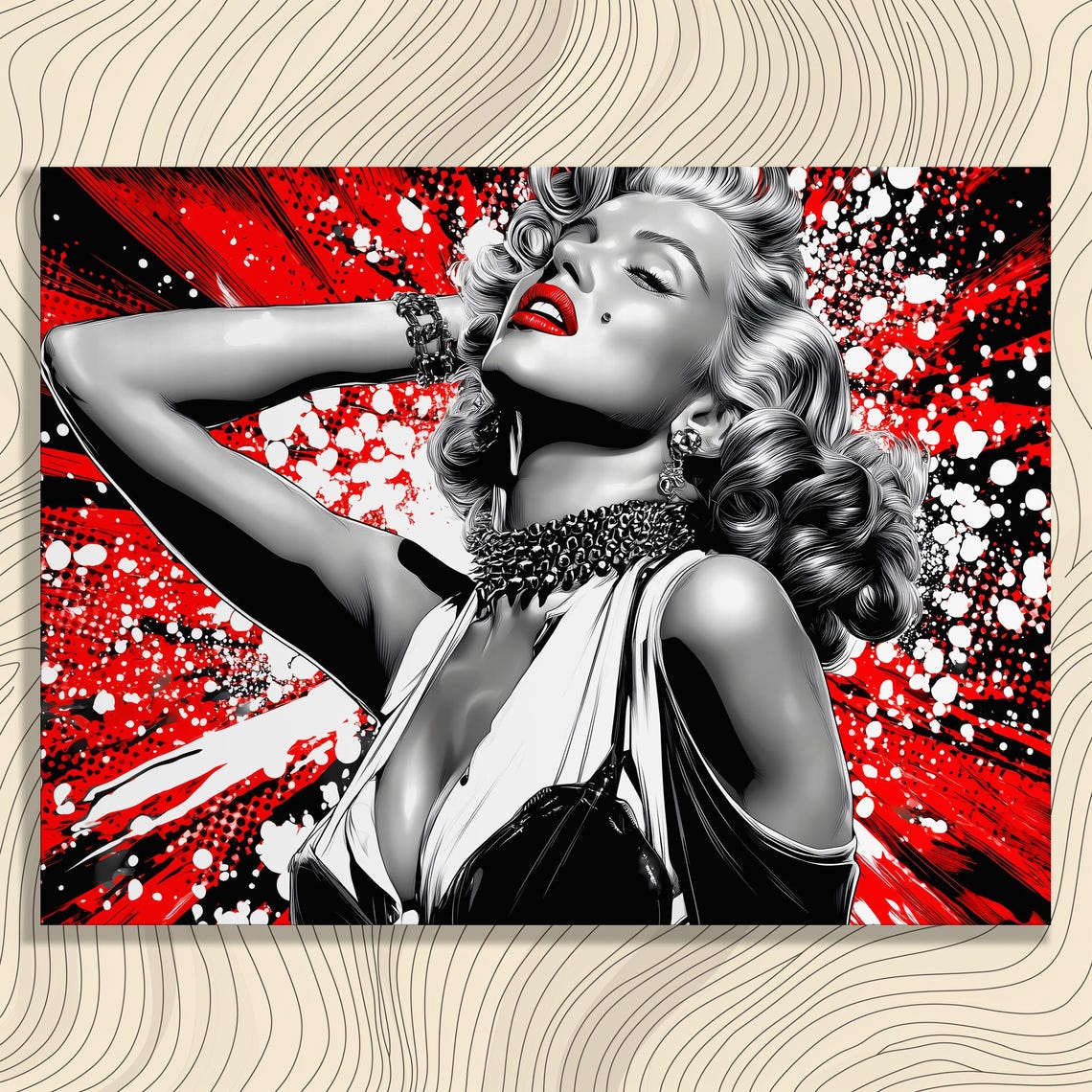 Marilyn Monroe Pop Art Beauty Portrait Red Lips Splatter Poster