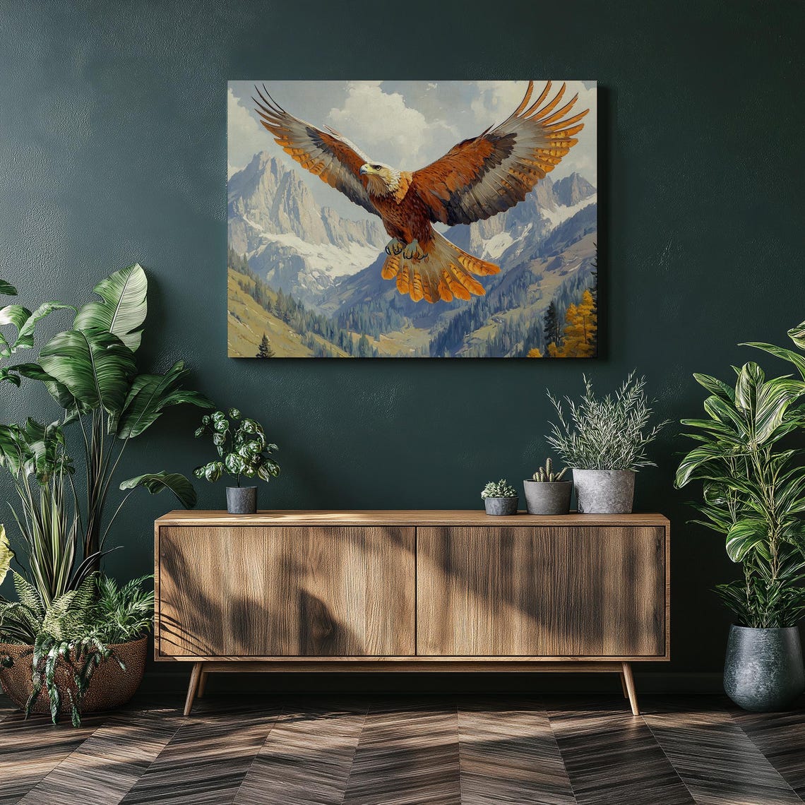 Golden Eagle Mountain Flight Majestic Wildlife Nature Poster