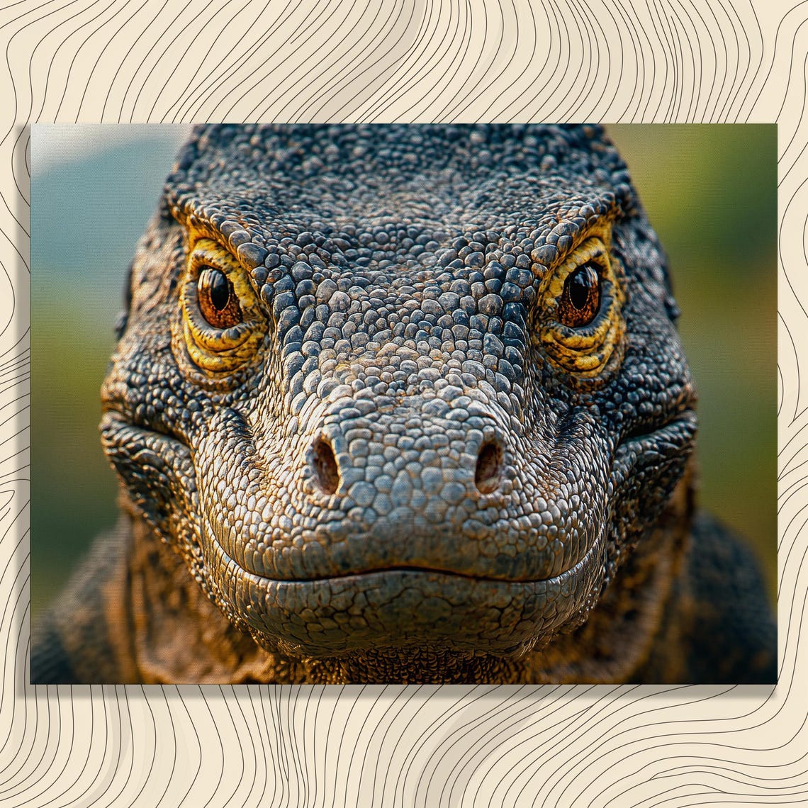 Komodo Dragon Close Up Reptile Face Tropical Wildlife Wall Art