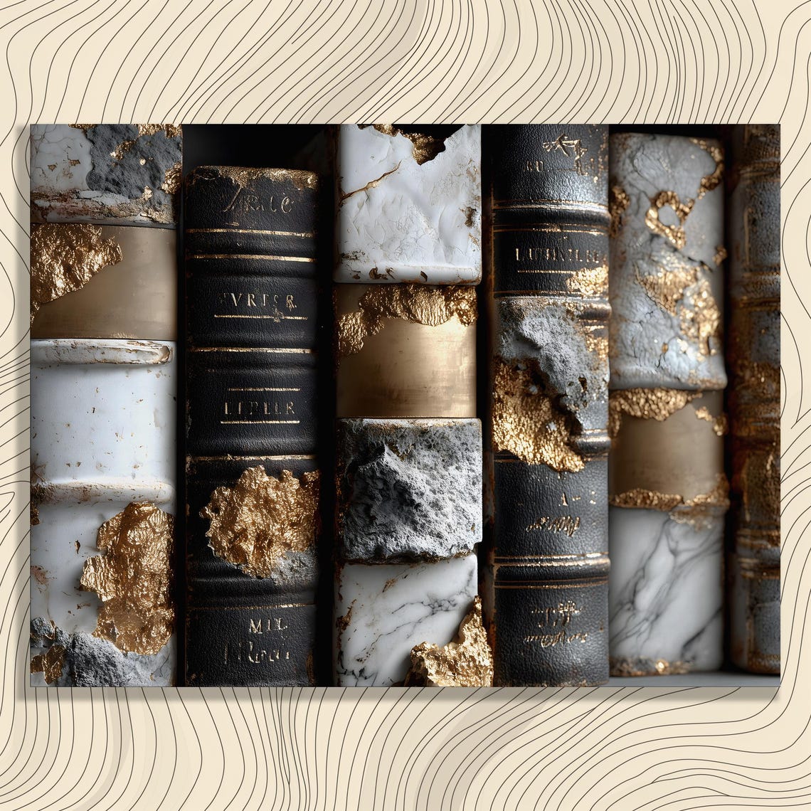 Classic Vintage Book Spines Gold Leaf Antique Library Decor Poster