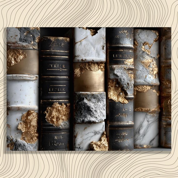 Classic Vintage Book Spines Gold Leaf Antique Library Decor Poster