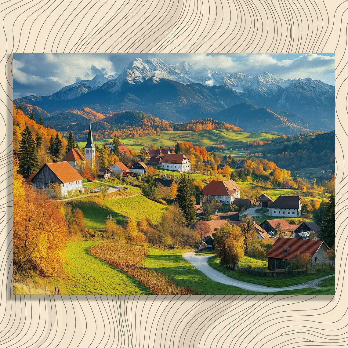 Slovenia Realistic Landscape Travel Poster, Country Decor