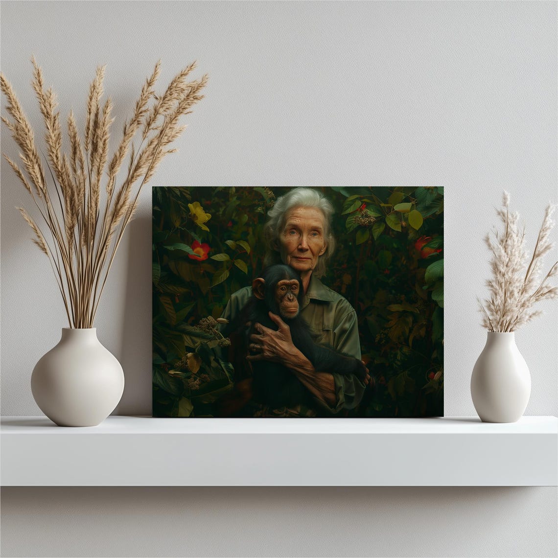 Jane Goodall Chimpanzee Jungle Portrait Conservation Art Poster