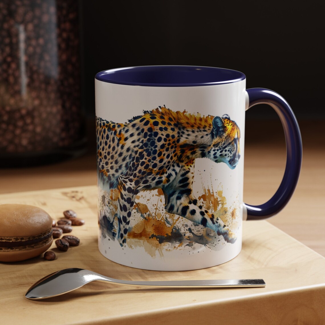 Watercolor Cheetah Running Splash Art Animal Lover Gift Print