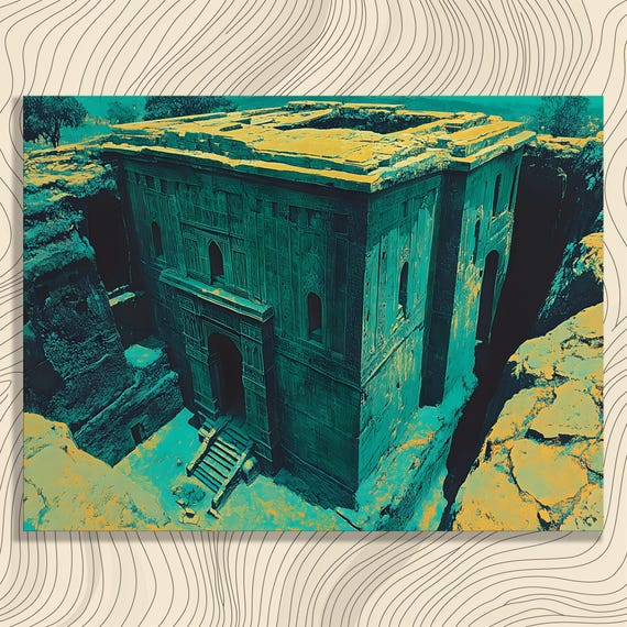 Rock Hewn Church Canvas Wall Art Vintage Gothic Architecture Print Ancient History Painting Spiritual Heritage Gift For Lovers