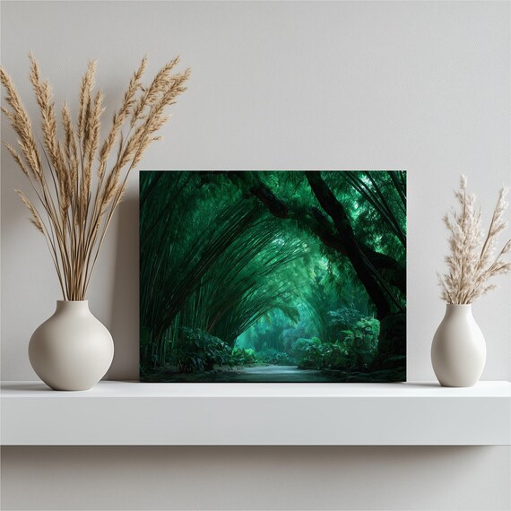 Emerald Green Forest Path Arch Tunnel Nature Landscape Wall Art