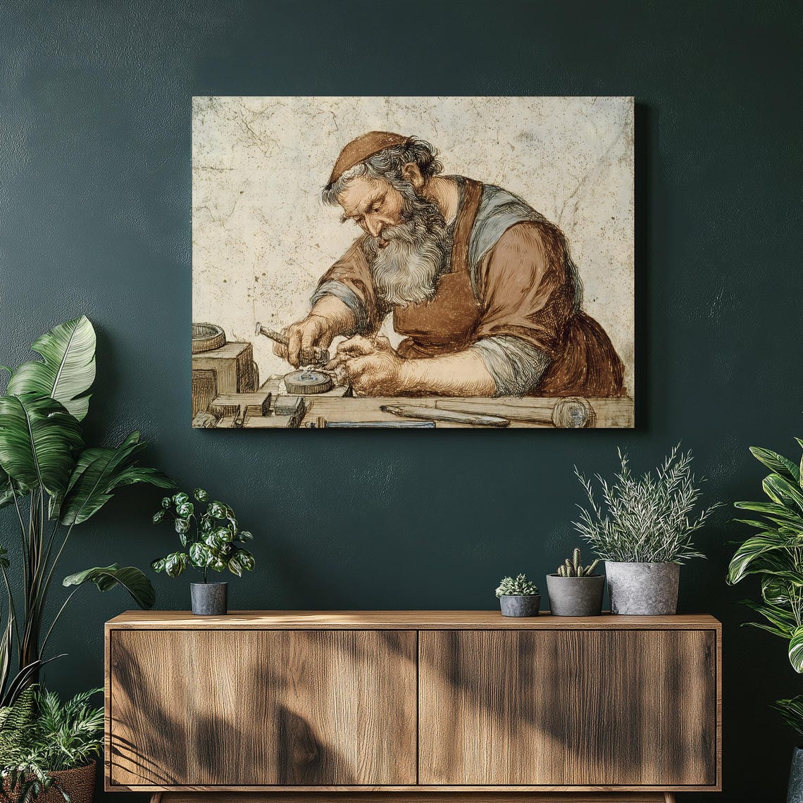 Vintage Craftsman Antique Workshop Artisan Drawing Portrait Poster
