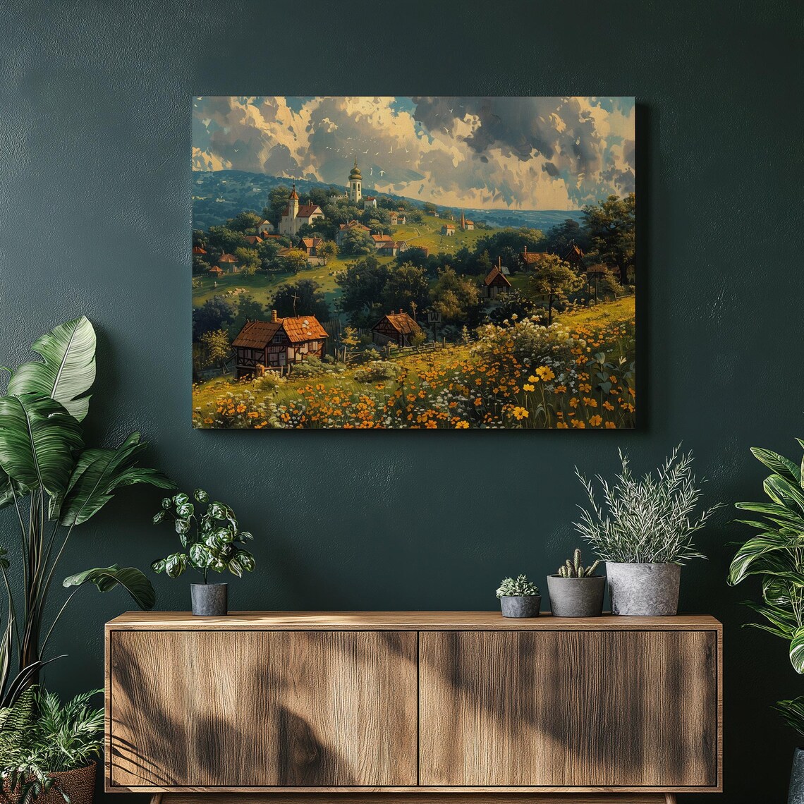 Belarusian Countryside Village With Church Vintage Oil Painting Poster