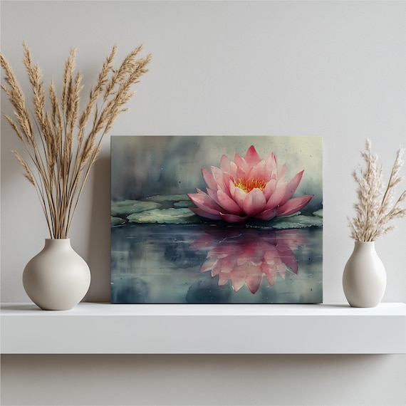 Flower Canvas Print Art Abstract Watercolor Painting Wall Decor For Living Room Office Or Bedroom Serene Home Gift