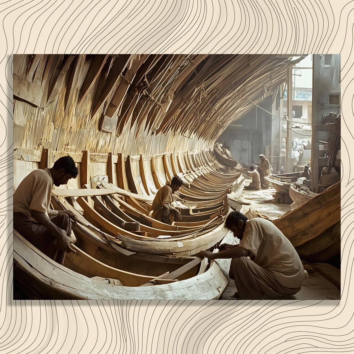 Wooden Boat Builders Workshop Craftsmen Traditional Photography Poster