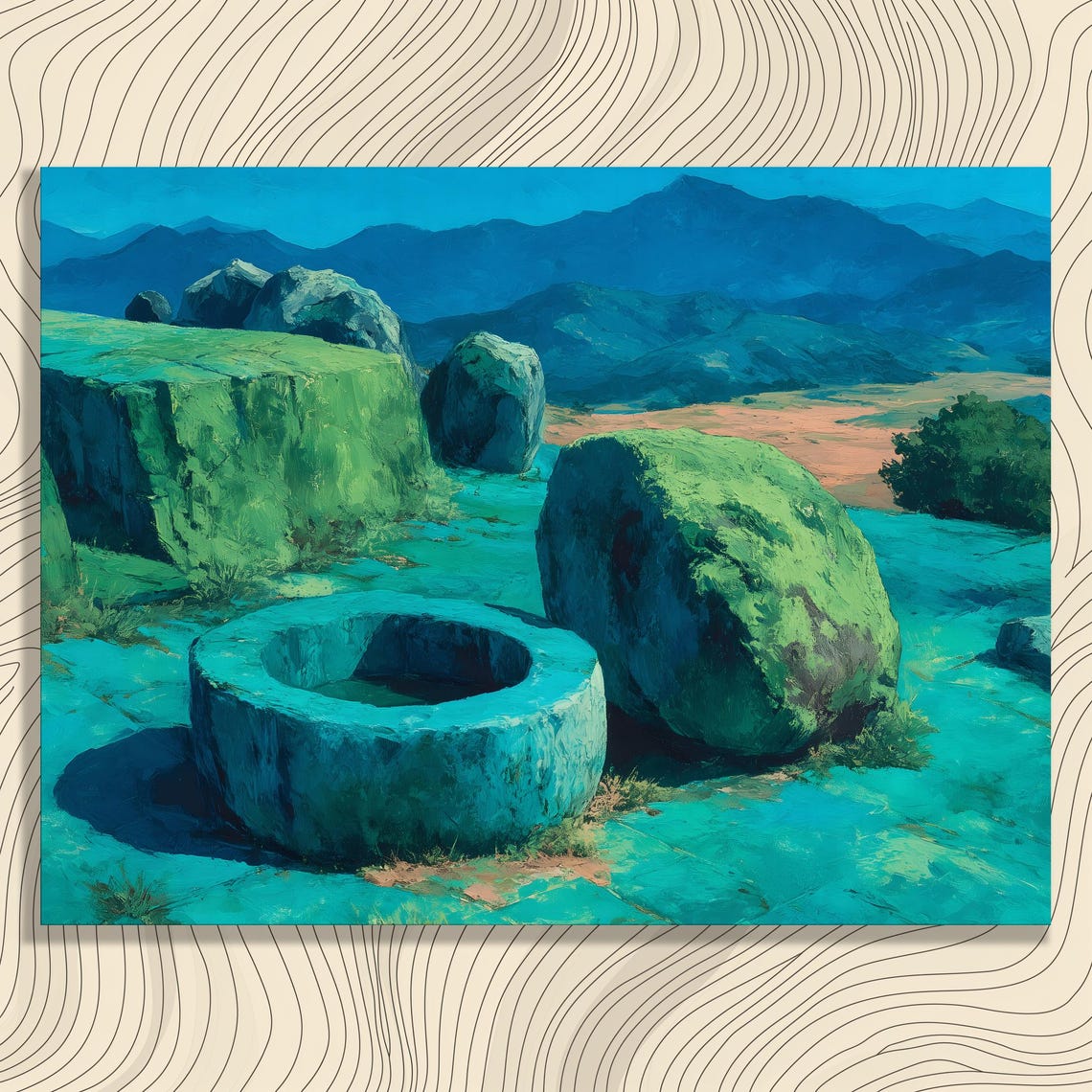 Plain Of Jars Laos Ancient Stone Jar Landscape Painting Poster