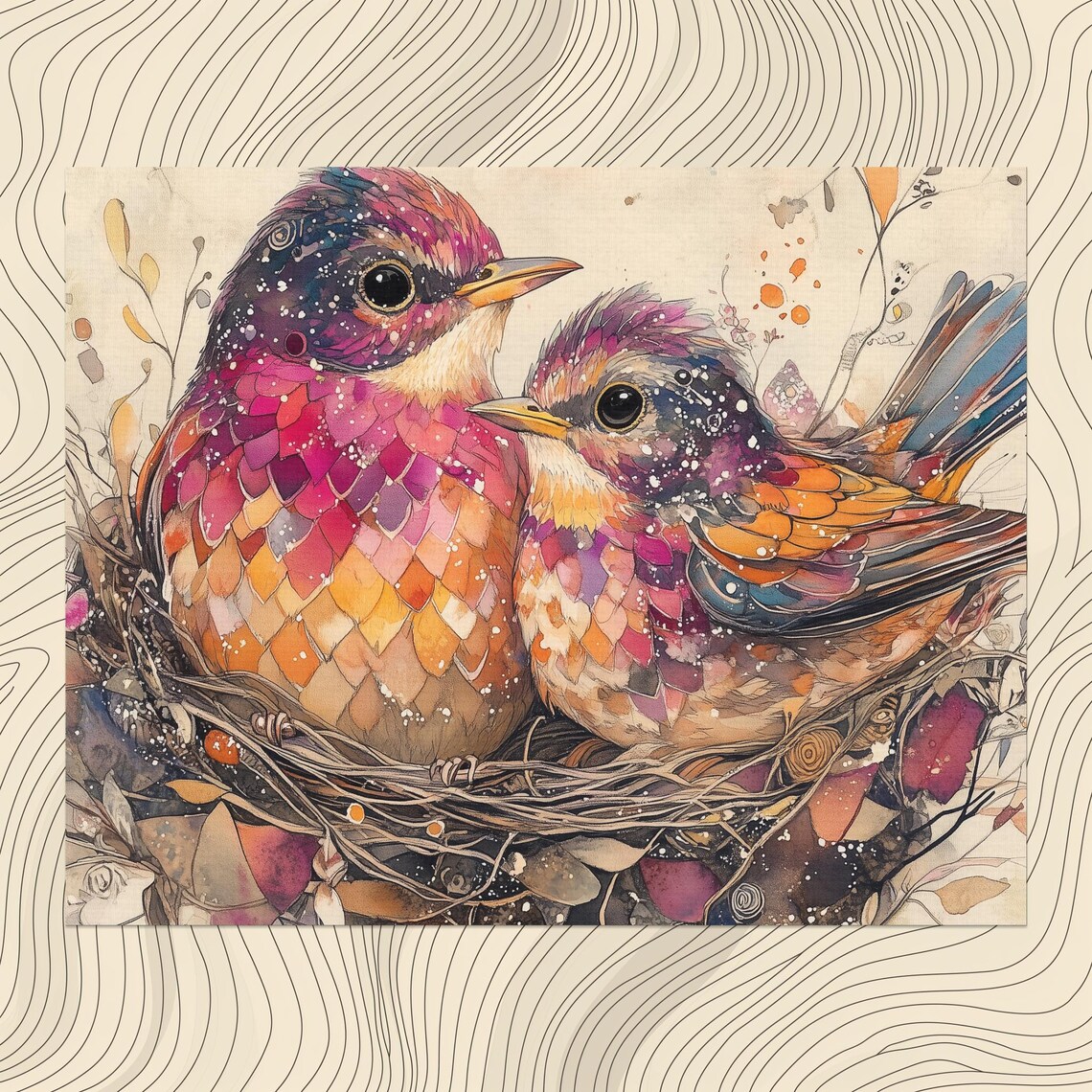 Robins Nature Print, Decorative Living Room Art