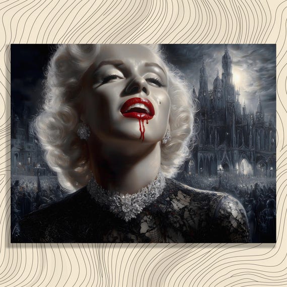 Marilyn Monroe Gothic Vampire Portrait Dark Cathedral Art Poster