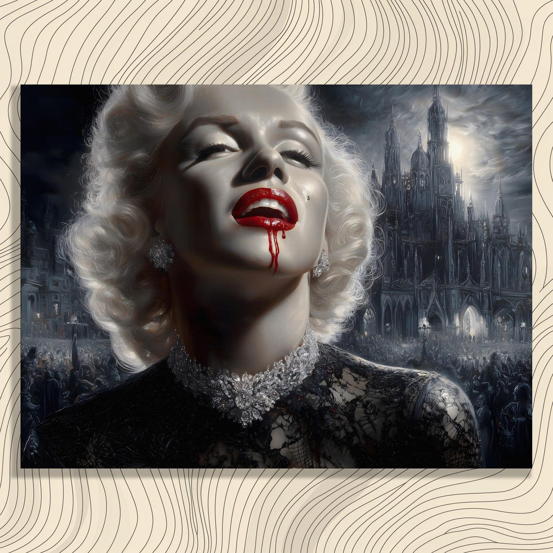 Marilyn Monroe Gothic Vampire Portrait Dark Cathedral Art Poster