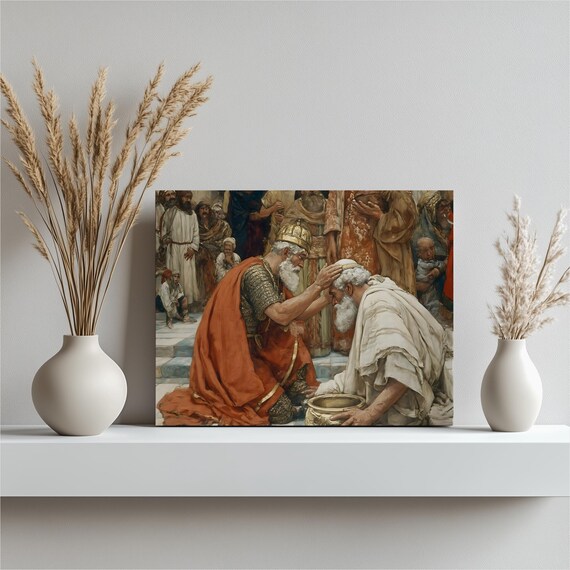 Biblical King Blessing an Elder Classical Religious Masterpiece Art Print