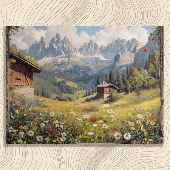 Dolomites Italy Landscape Art Print, Europe Travel Scene