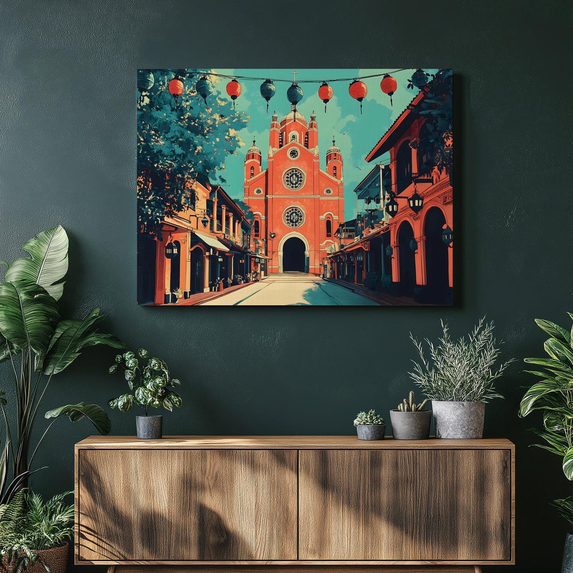 Malacca Malaysia Red Church Jonker Street Lanterns Art Poster