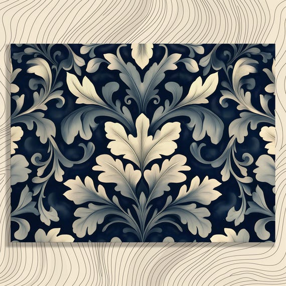 Vintage Baroque Floral Canvas Wall Art Ornate Intricate Flower Painting Print Botanical Foliage Home Decor Gift For Collectors