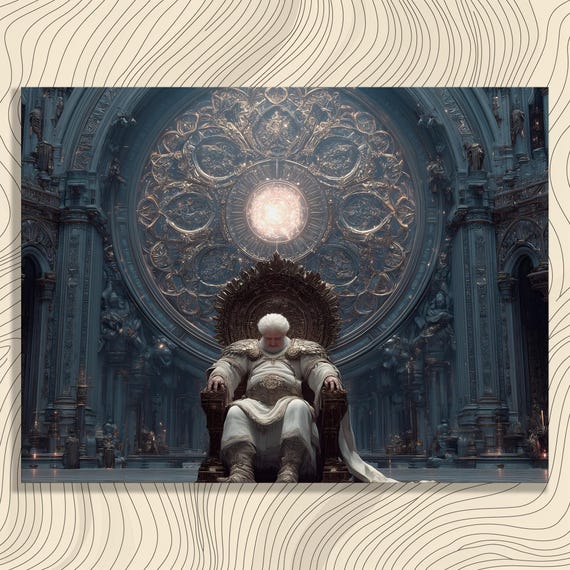 Fantasy King Canvas Wall Art Regal Monarch In Celestial Throne Room