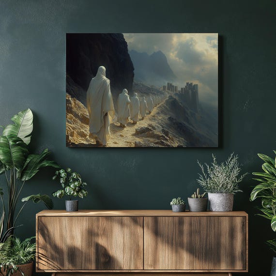 Surreal Ethiopian Landscape Canvas Wall Art Mystical Lalibela Rock Hewn Churches Twilight Abstract Modern Castle Decor For Home