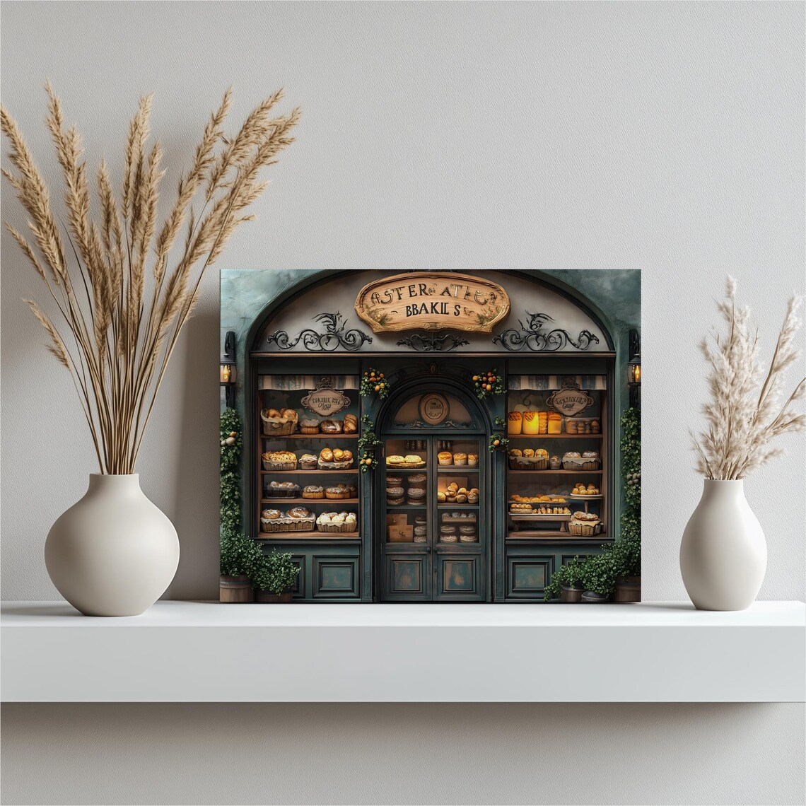 Vintage French Patisserie Storefront With Fresh Bread Art Poster