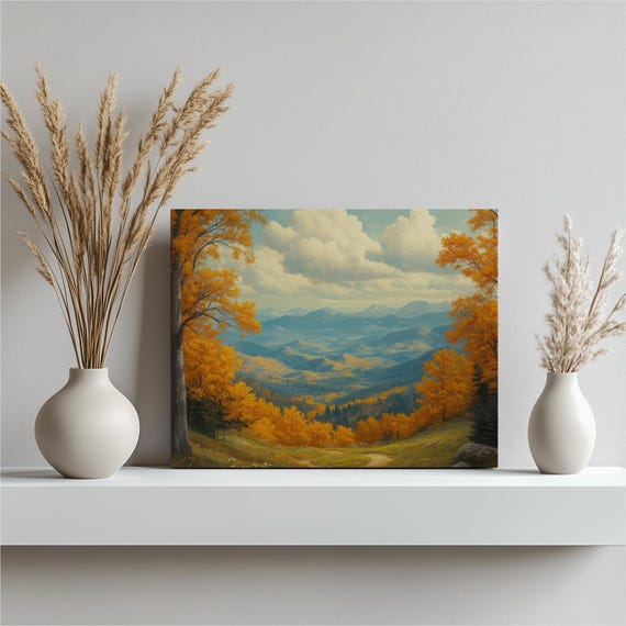 Arkansas Canvas Wall Art Autumn Landscape Print Ozark Mountains Fall Colors Scenic Nature For Living Room Rustic Home Decor