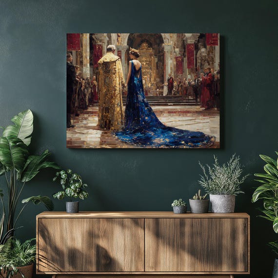 Royal Coronation Canvas Wall Art Painting Crown Cathedral Medieval Palace Royals Print Luxury