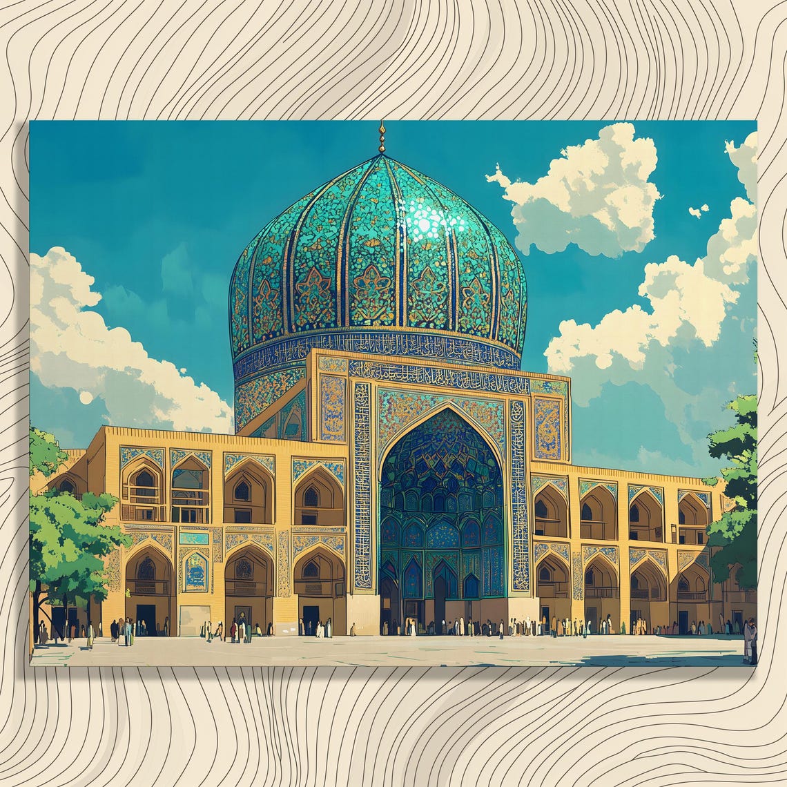 Vibrant Mosque Turquoise Dome Islamic Tile Architecture Art Poster