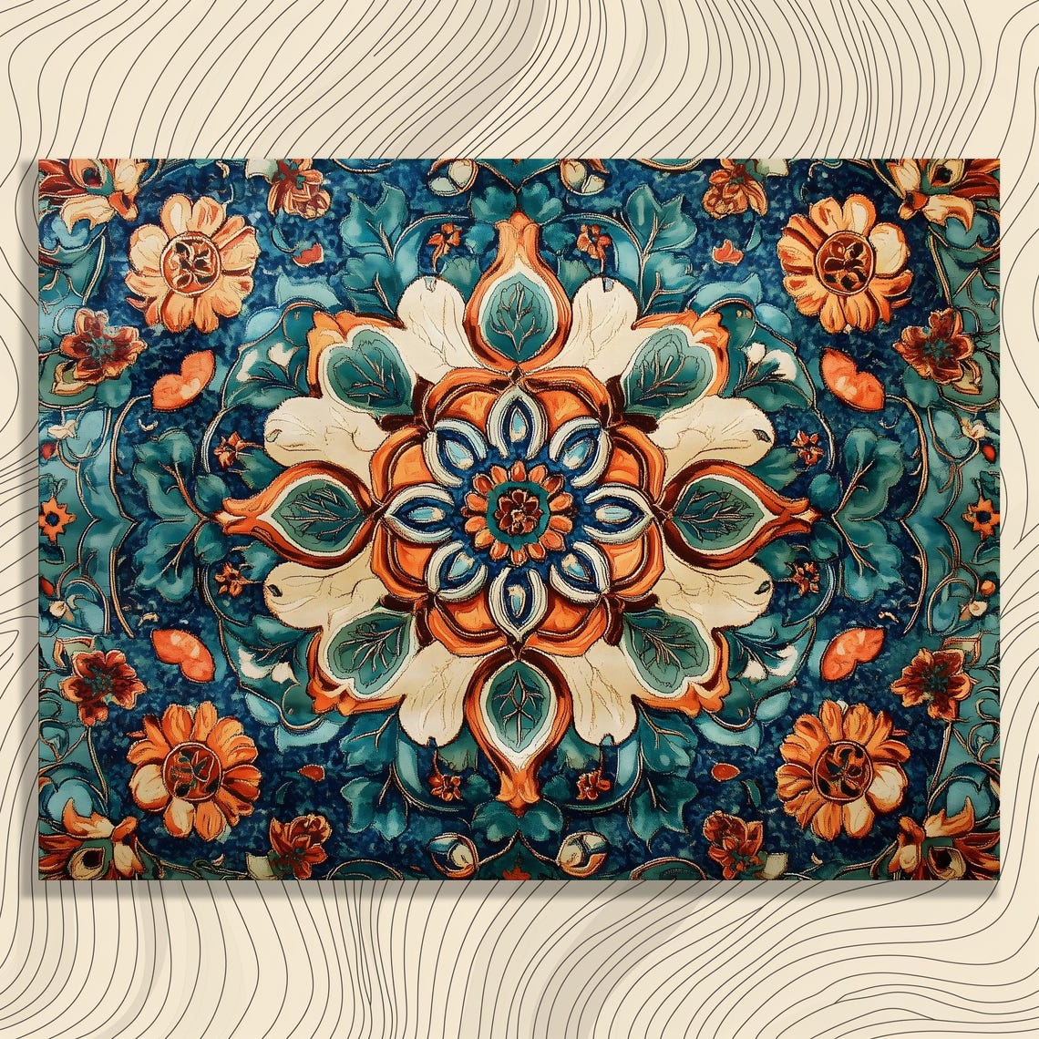 Vibrant Floral Mandala Canvas Wall Art Colorful Bohemian Eclectic Beautiful Patterned Decor Print Painting Gift For Enthusiasts